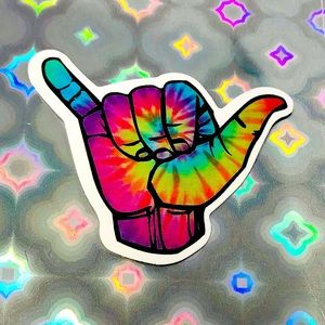 Tie Dye Rainbow Shaka Vibrant Single Decor Design Accent Sticker